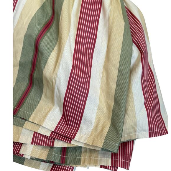 Waverly Bed Skirt FULL Laurel‎ Springs Ruffle Red Green & Gold Stripes 15" Drop - Picture 2 of 5